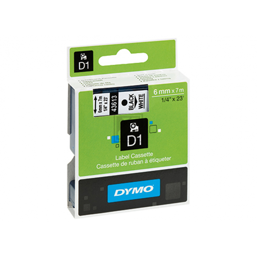 S0720780 DYMO D1 Schriftband 6mm schwarz weiss 7 Meter