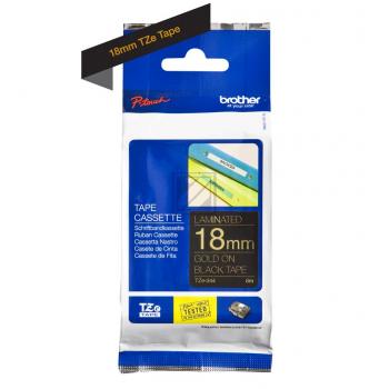 TZE344 BROTHER PT Schriftband 18mm schwarz gold 8 Meter laminiert
