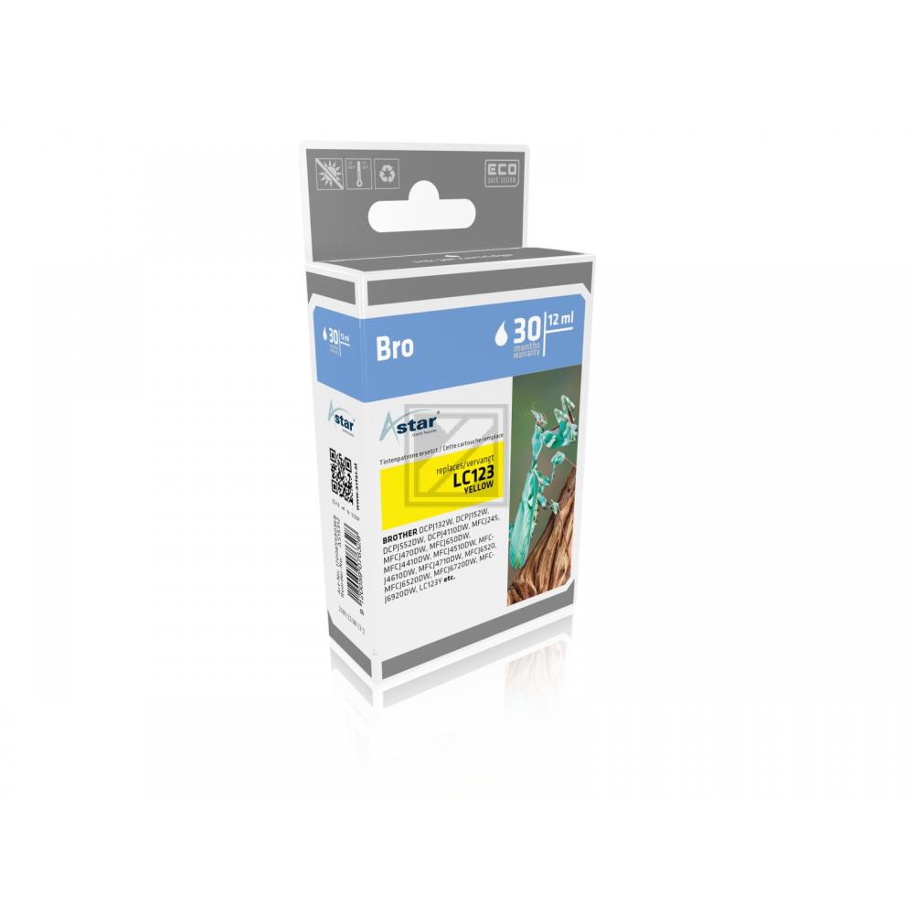 AS15312 ASTAR BROTHER LC123Y MFCJ Tinte yellow rebuilt 600Seiten Chip 6,6ml