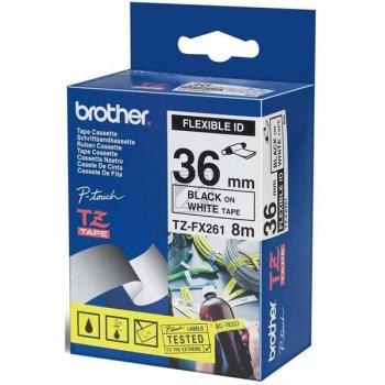 TZEFX261 BROTHER PT Schriftband 36mm weiss schwarz 8 Meter laminiert