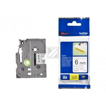 TZES211 BROTHER PT Schriftband 6mm weiss schwarz 8 Meter laminiert