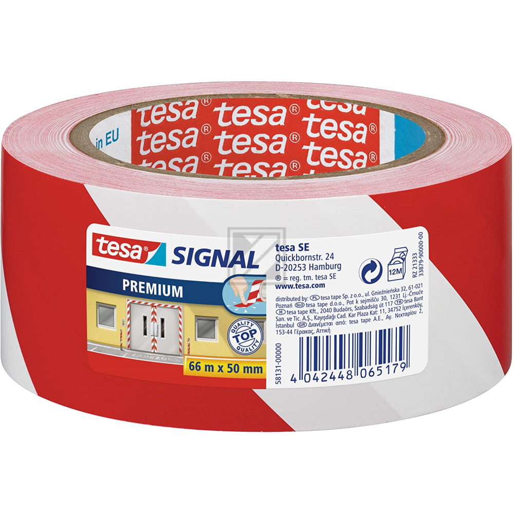 58131-00000-00 TESA Signal Premium Markierungsband weiss-rot 60mm 66Meter