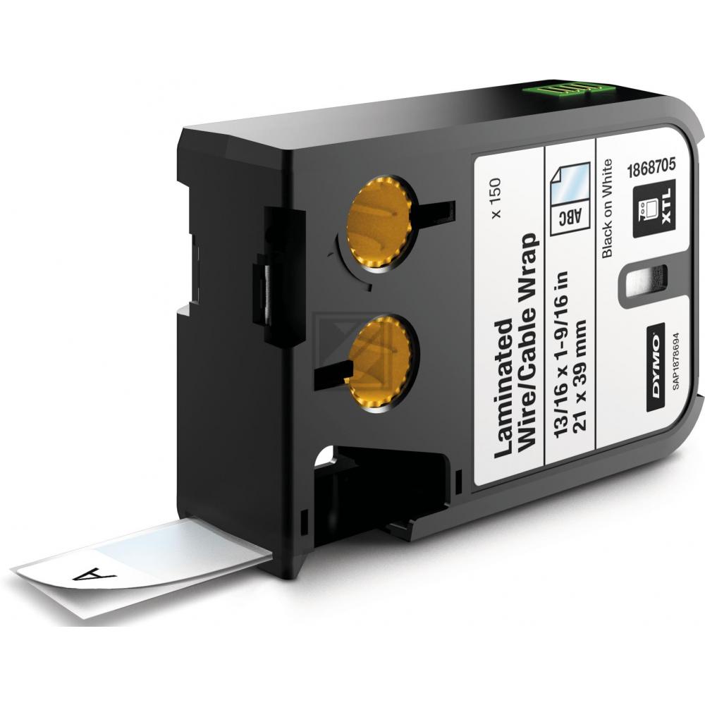 1868705 DYMO XTL Etikettenrolle 21x39mm weiss schwarz 150 Stück Vinyl