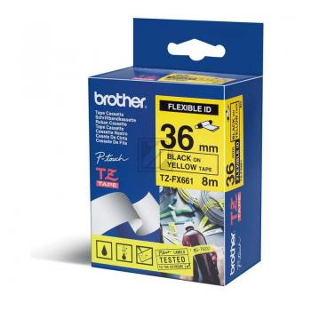 TZEFX661 BROTHER PT Schriftband 36mm gelb schwarz 8 Meter laminiert