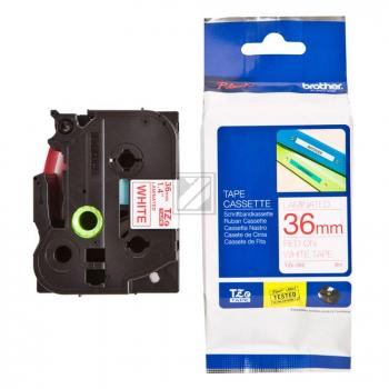 TZE262 BROTHER PT Schriftband 36mm weiss rot 8 Meter laminiert