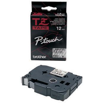 TZE131 BROTHER PT Schriftband 12mm klar schwarz 8 Meter laminiert