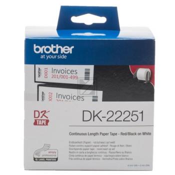 DK22251 BROTHER QL800 Etikettenrolle 62mm weiss schwarz-rot 15,24 Meter