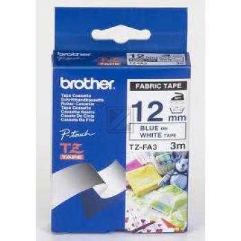 TZEFA3 BROTHER PT Aufbuegelband 12mm weiss blau 3 Meter Textil