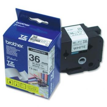 TZEFX261 BROTHER PT Schriftband 36mm weiss schwarz 8 Meter laminiert