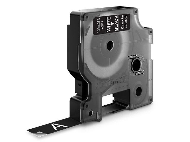 S0720610 DYMO D1 12mm WEISS-SCHWARZ 45021 Schriftband 7m