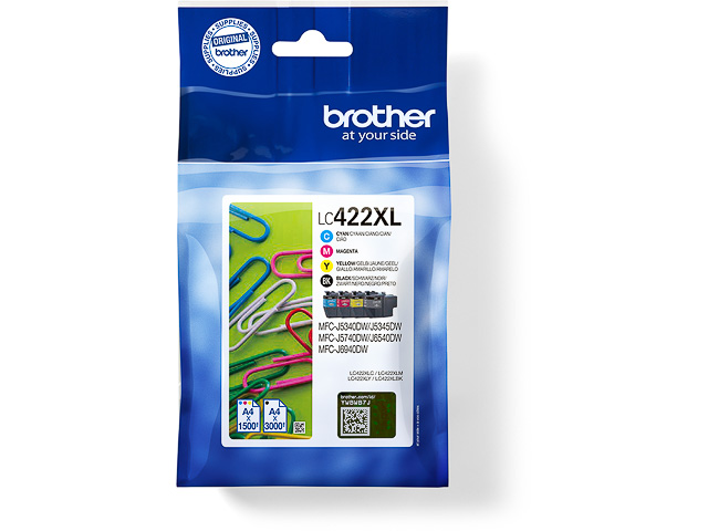 LC422XLVAL BROTHER TINTE (4) CMYK HC 3000Seiten blk + 3x1500cmy hohe Kapaz