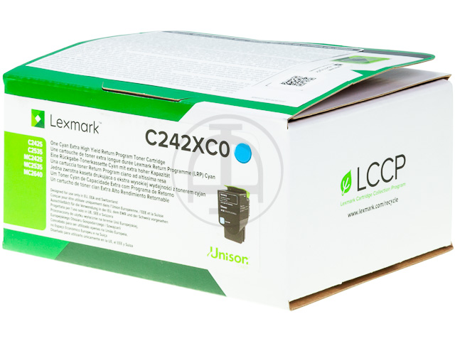 C242XC0 LEXMARK MC2425 TONER CYAN EHC 3500Seiten extra hohe Kap return