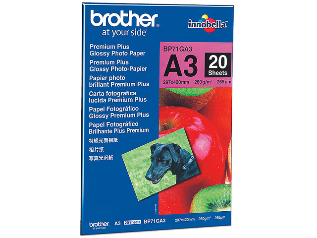 BP71GA3 BROTHER FOTOPAPIER A3 20Blatt 260gr premium-plus glaenzend
