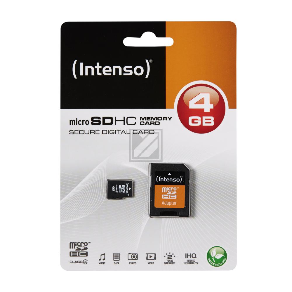 INTENSO MICRO SDHC KARTE 4GB 3403450 21MB/s mit Adapter