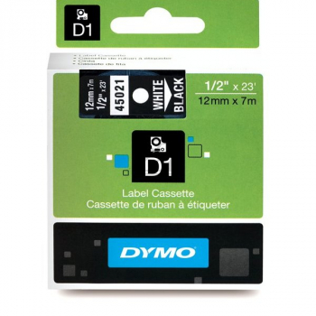 S0720610 DYMO D1 Schriftband 12mm weiss schwarz 7 Meter