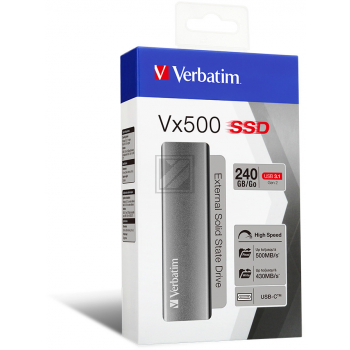 VERBATIM VX500 SSD 240GB 47442 USB 3.1 Typ C extern grau