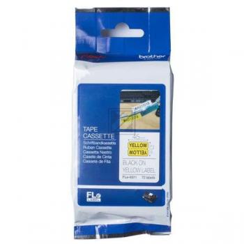 FLE6511 BROTHER PT Faehnchen Etiketten 21x45mm gelb schwarz 72 Stück einzeln