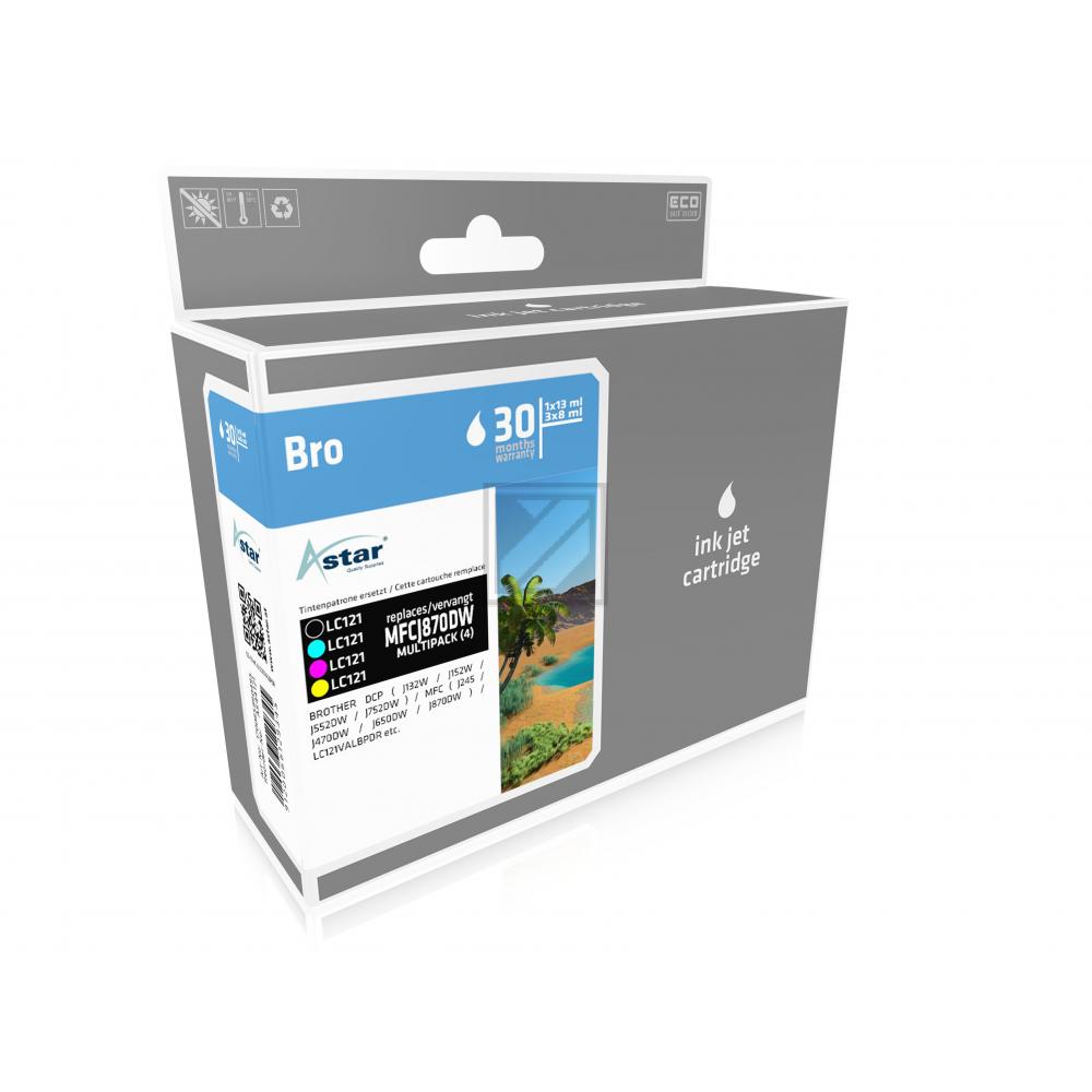 AS44121 ASTAR BROTHER LC121VALBPDR MFCJ Tinte (4) cmyk rebuilt 4x300Seiten Chip