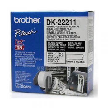 DK22211 BROTHER QL550 Etikettenrolle 29mm weiss schwarz 15,24 Meter permanent