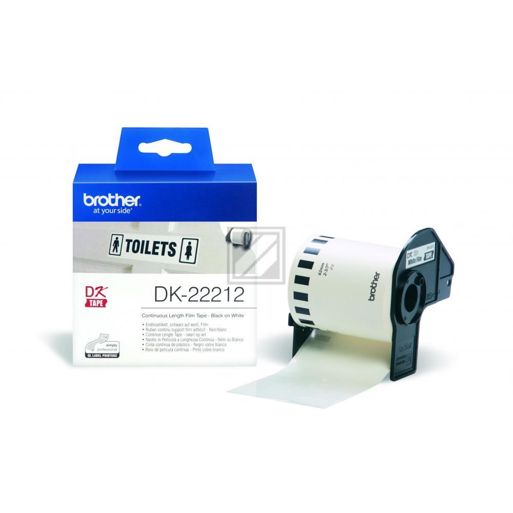 DK22212 BROTHER QL550 Etikettenrolle 62mm weiss schwarz 15,24 Meter permanent