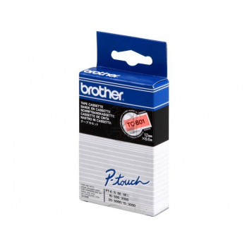 TCB01 BROTHER PT Schriftband 12mm orange schwarz 6,7 Meter laminiert