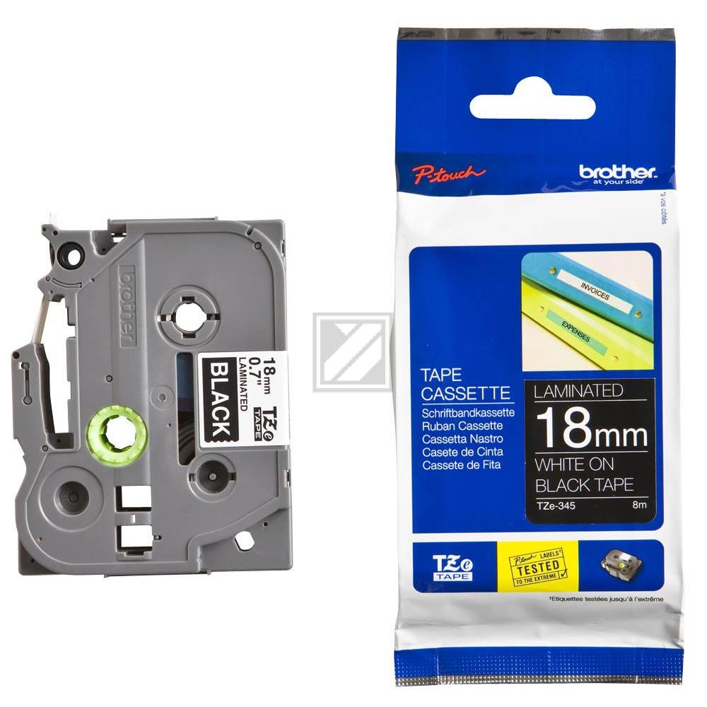 TZE345 BROTHER PT Schriftband 18mm schwarz weiss 8 Meter laminiert