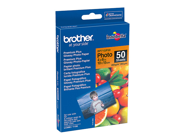 BP71GP50 BROTHER FOTOPAPIER 10X15cm 50Blatt 260gr premium-plus glaenzend