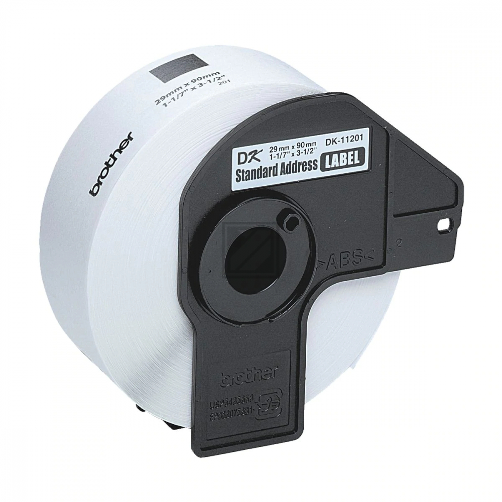 DK11201 BROTHER QL550 Etikettenrolle 29x90mm weiss schwarz 400 Stück