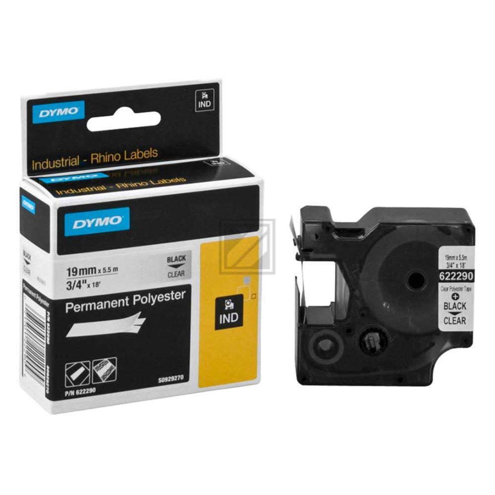 622290 DYMO IND Schriftband 19mm schwarz klar 5,5 Meter PES
