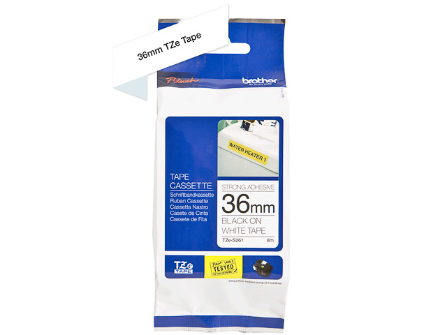 TZES261 BROTHER PTOUCH 36mm WEISS-SCHW Schriftband 8m laminiert