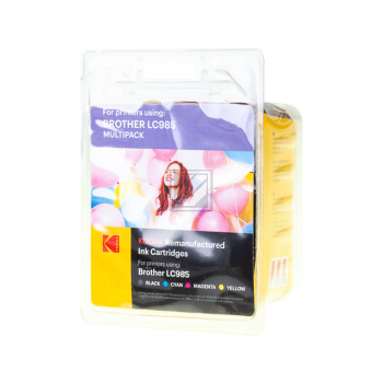 185B098521 KODAK BROTHER LC985VAL MFCJ Tinte (4) cmyk rebuilt 1x300/3x260Seiten