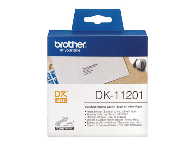 DK11201 BROTHER PT QL550 ETIKETTEN WEISS 400Stk/Rolle 29x90mm