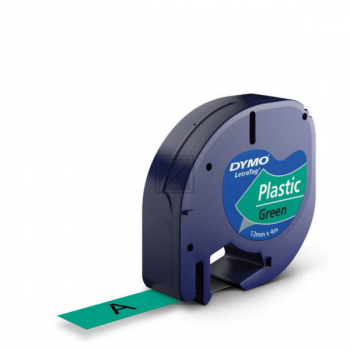 S0721640 DYMO Schriftband 12mm schwarz gruen 4 Meter 91204