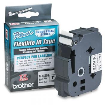 TZEFX251 BROTHER PT Schriftband 24mm weiss schwarz 8 Meter laminiert