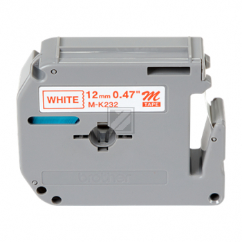 MK232BZ BROTHER PT Schriftband 12mm weiss rot 8 Meter nicht laminiert