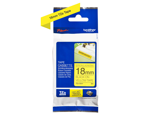TZES641 BROTHER PTOUCH 18mm GELB-SCHW Schriftband 8m laminiert