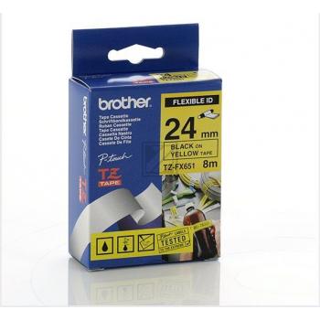 TZEFX651 BROTHER PT Schriftband 24mm gelb schwarz 8 Meter laminiert