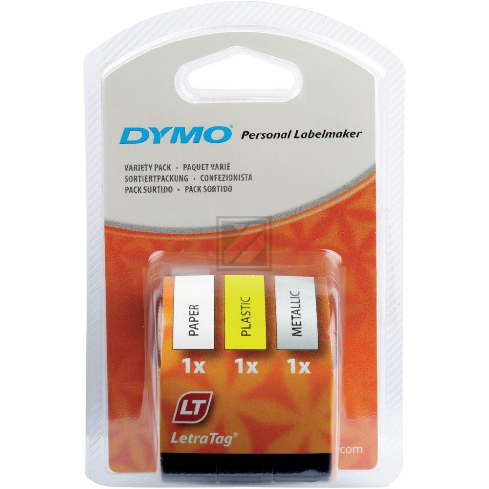 S0721800 DYMO Schriftband (3) 12mm gelb metallgrau weiss 3x4 Meter