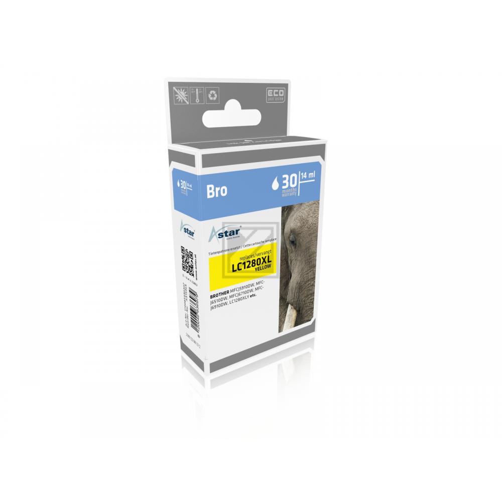AS15365 ASTAR BROTHER LC1280XLY MFCJ Tinte yellow HC rebuilt 1200Seiten Chip