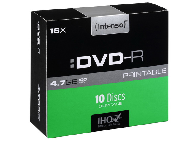 INTENSO DVD-R 4.7GB 16x IW (10) SC 4801652 Slim Case inkjet printable