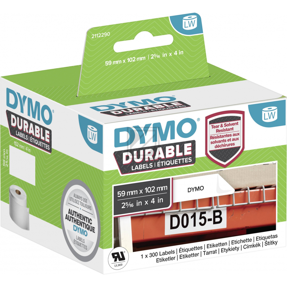 2112290 DYMO LW Adressetiketten 59x102mm weiss schwarz 300 Stück permanent PP