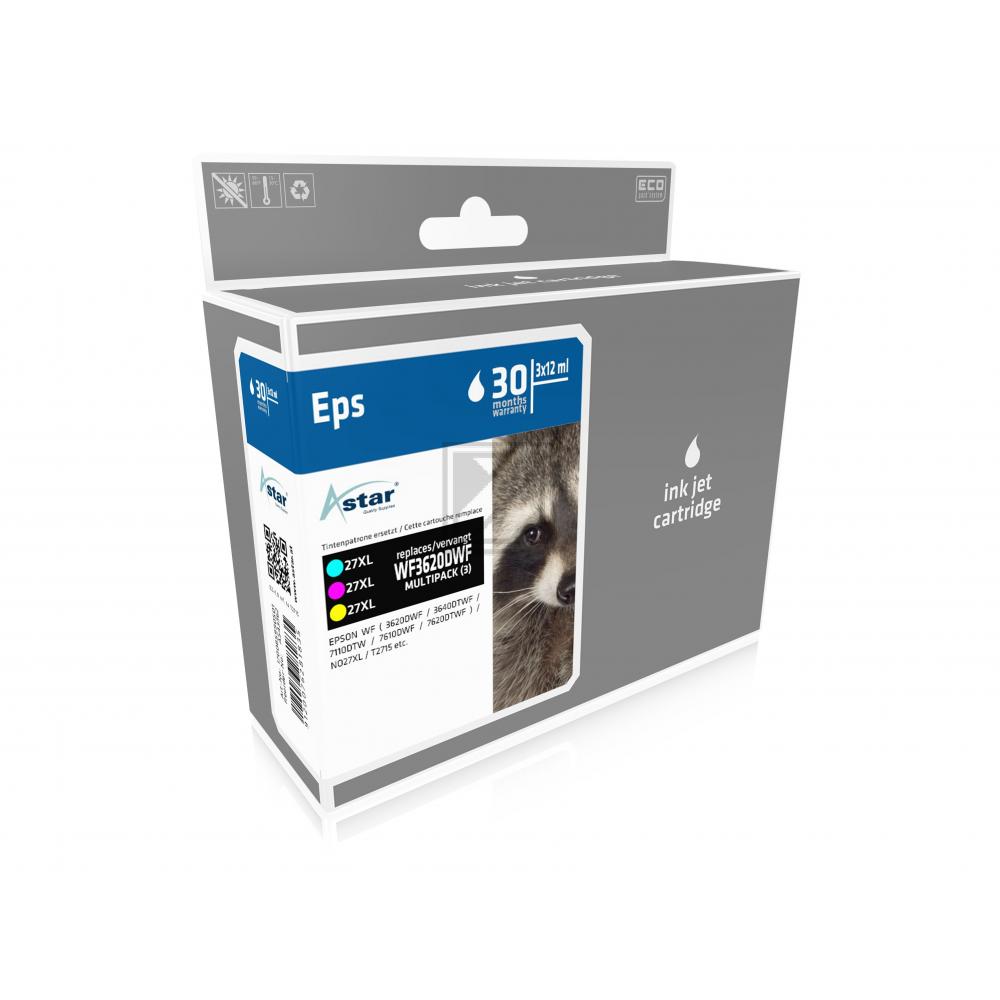 AS43362 ASTAR EPSON T2715 WF Tinte (3) cmy HC rebuilt 3x1100Seiten Chip