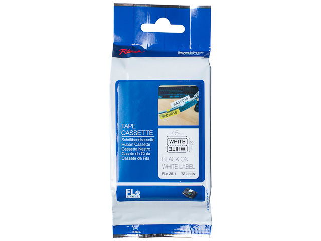 FLE2511 BROTHER EINZELFAEHNCHEN ETIK 72Stk. weiss/schwarz 21x45mm