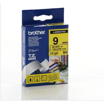 TZES621 BROTHER PT Schriftband 9mm gelb schwarz 8 Meter laminiert