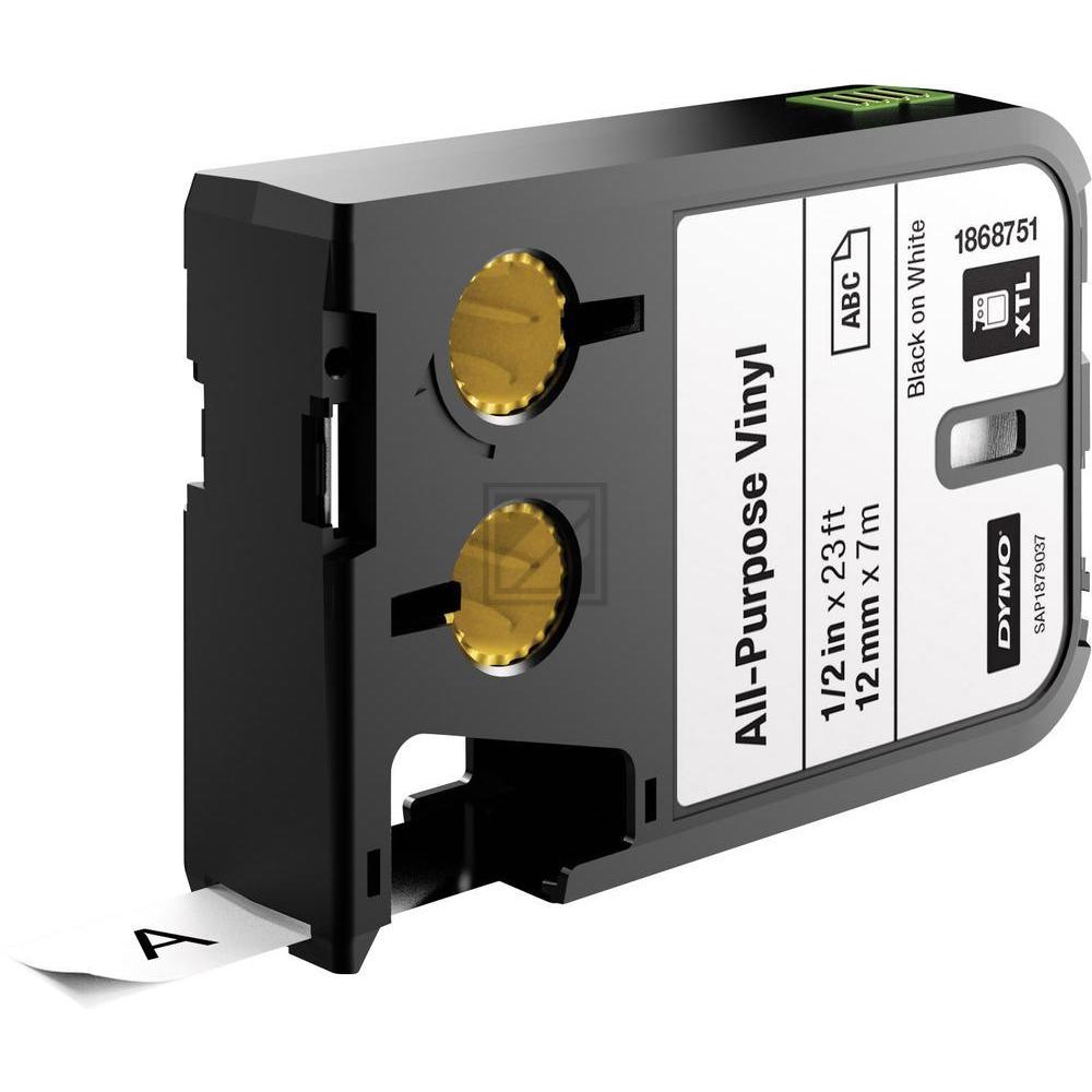 1868751 DYMO XTL Schriftband 12mm schwarz weiss 7 Meter Vinyl