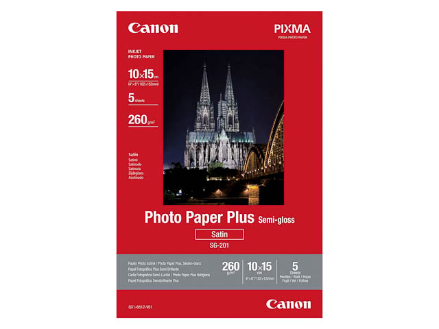 SG201 CANON FOTOPAPIER 10x15cm 1686B072 5Blatt seidenglanz plus