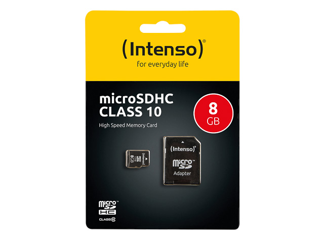 INTENSO MICRO SD KARTE 8GB 3413460 10MB/s mit Adapter