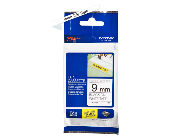 TZES221 BROTHER PTOUCH 9mm WEISS-SCHW Schriftband 8m laminiert