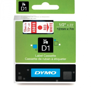 S0720550 DYMO D1 Schriftband 12mm rot weiss 7 Meter