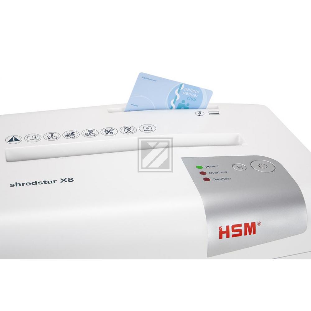 1044121 HSM Shredstar X8 Aktenvernichter A4 4,5x30mm Partikel 8 Blatt P-4 weiss
